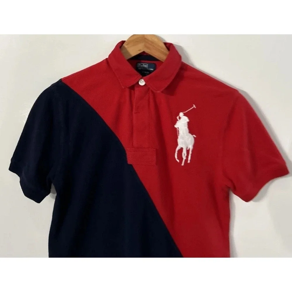 Boys Polo Ralph Lauren Colorblock Mesh Rugby S/S Polo Shirt Med 10-12 Large Pony